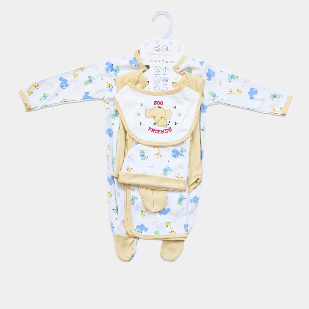 Unisex Newborn 7 Pcs Set - Zoo Friends