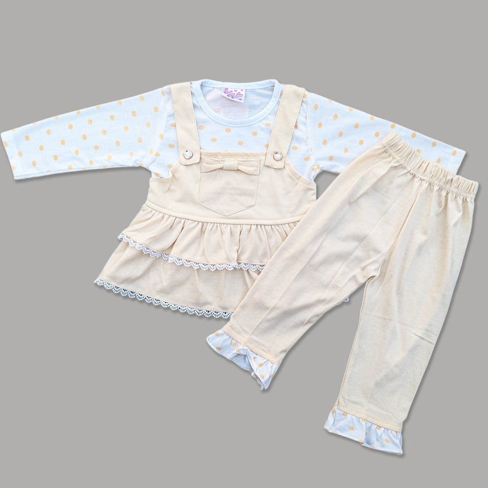 Girls Laced Frock with Frilled Trousers- Polka Dots