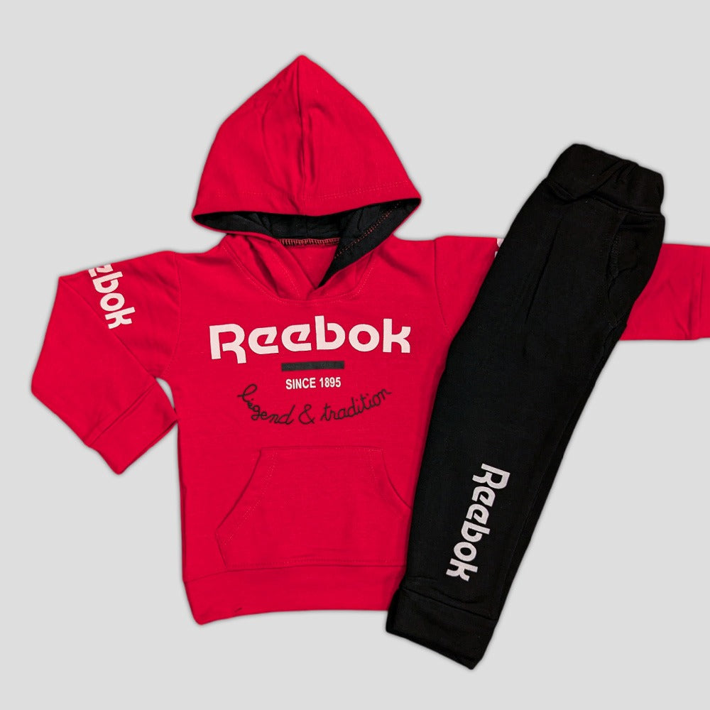 Kids Black Lycra Terry Hooded Tracksuit - Reebok