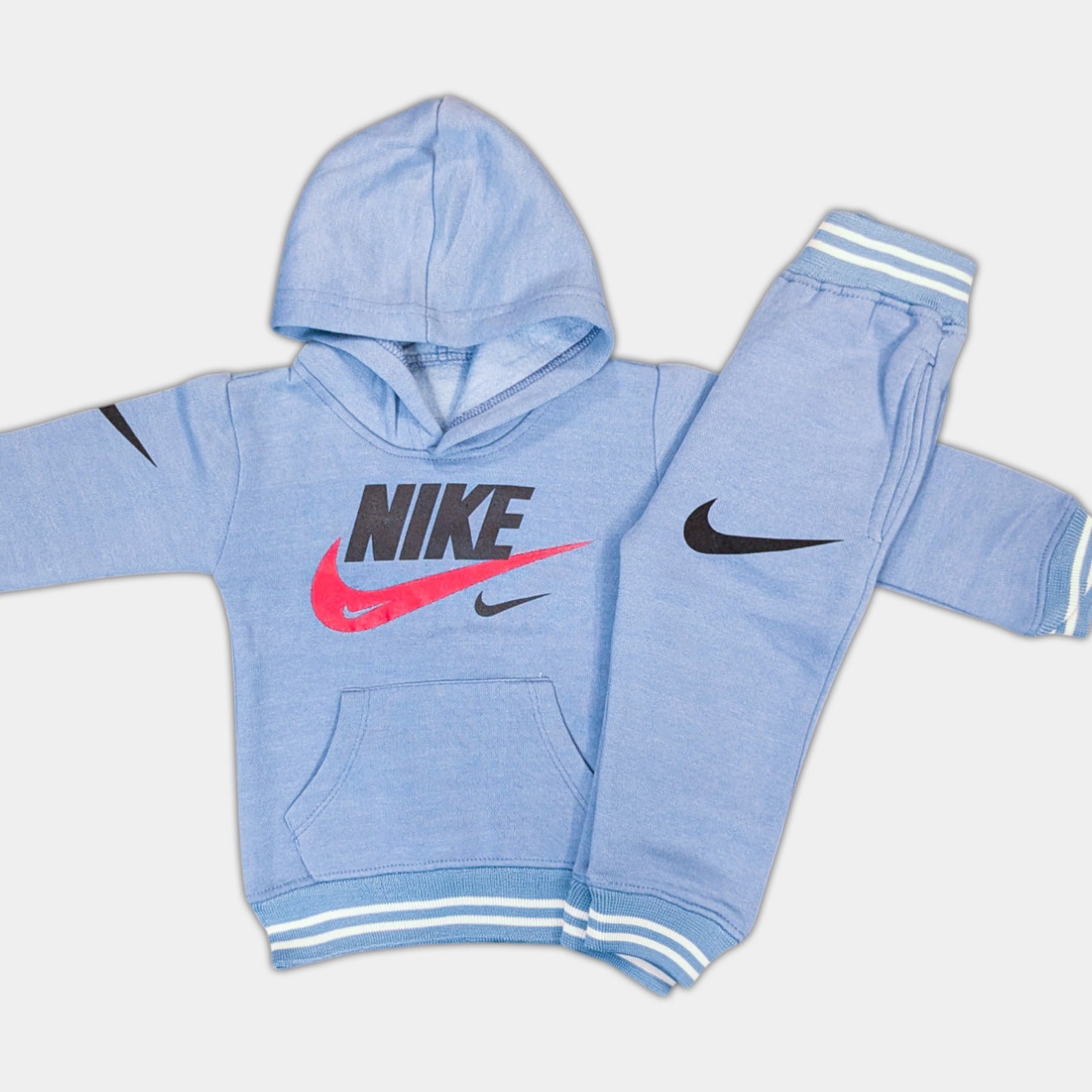 Kids Winter Hooded Light Blue Tracksuit - Nike