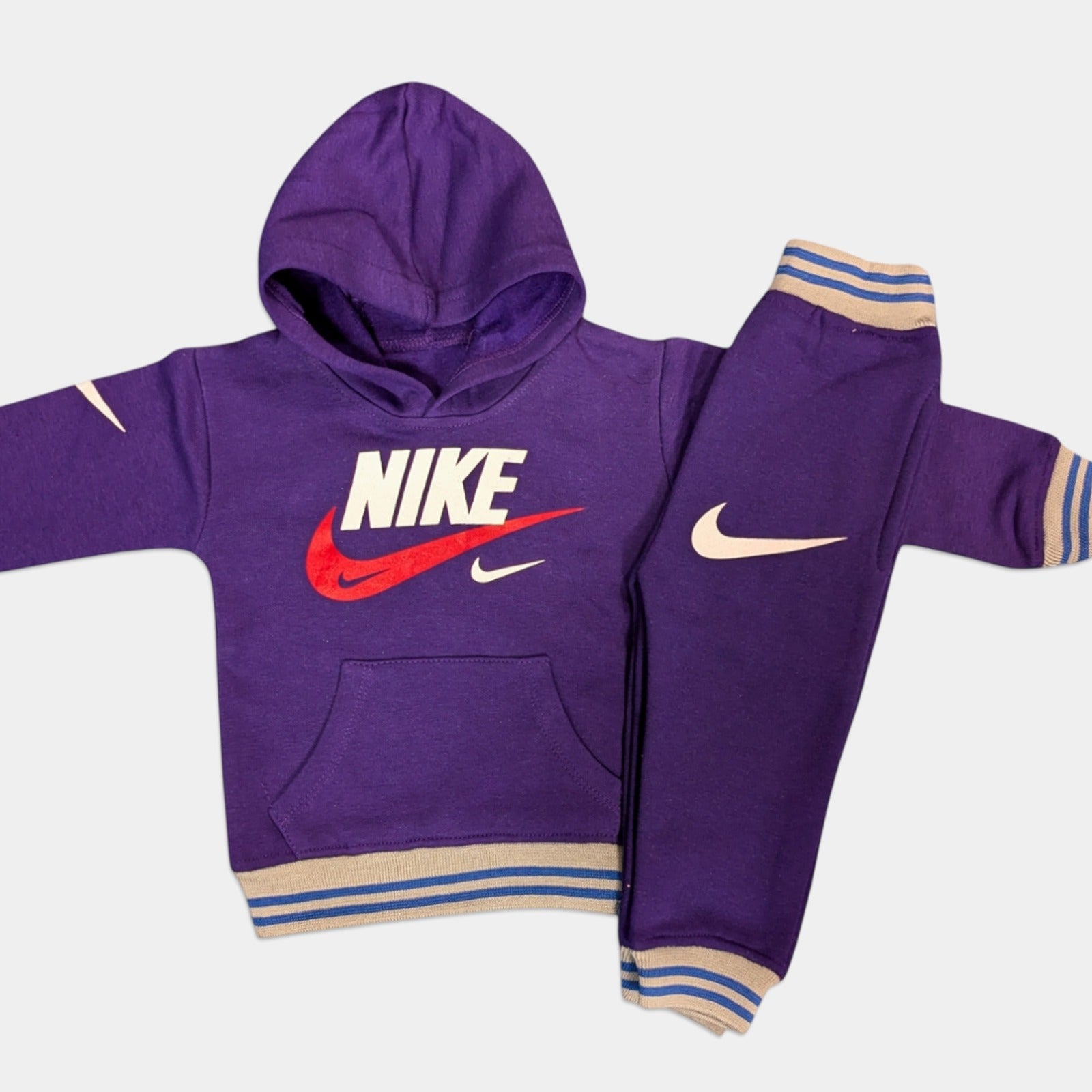Kids Winter Hooded Light Blue Tracksuit - Nike