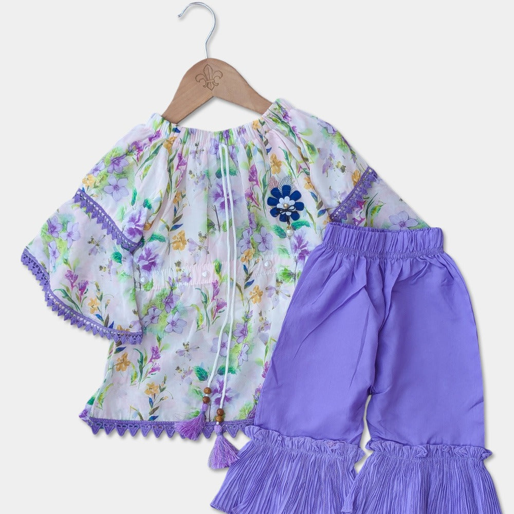 Frilled Frock with Plazo -Flower