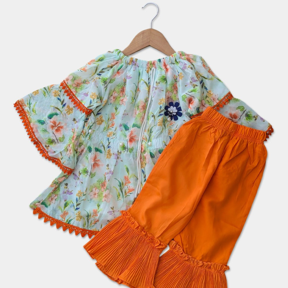 Frilled Frock with Plazo -Flower