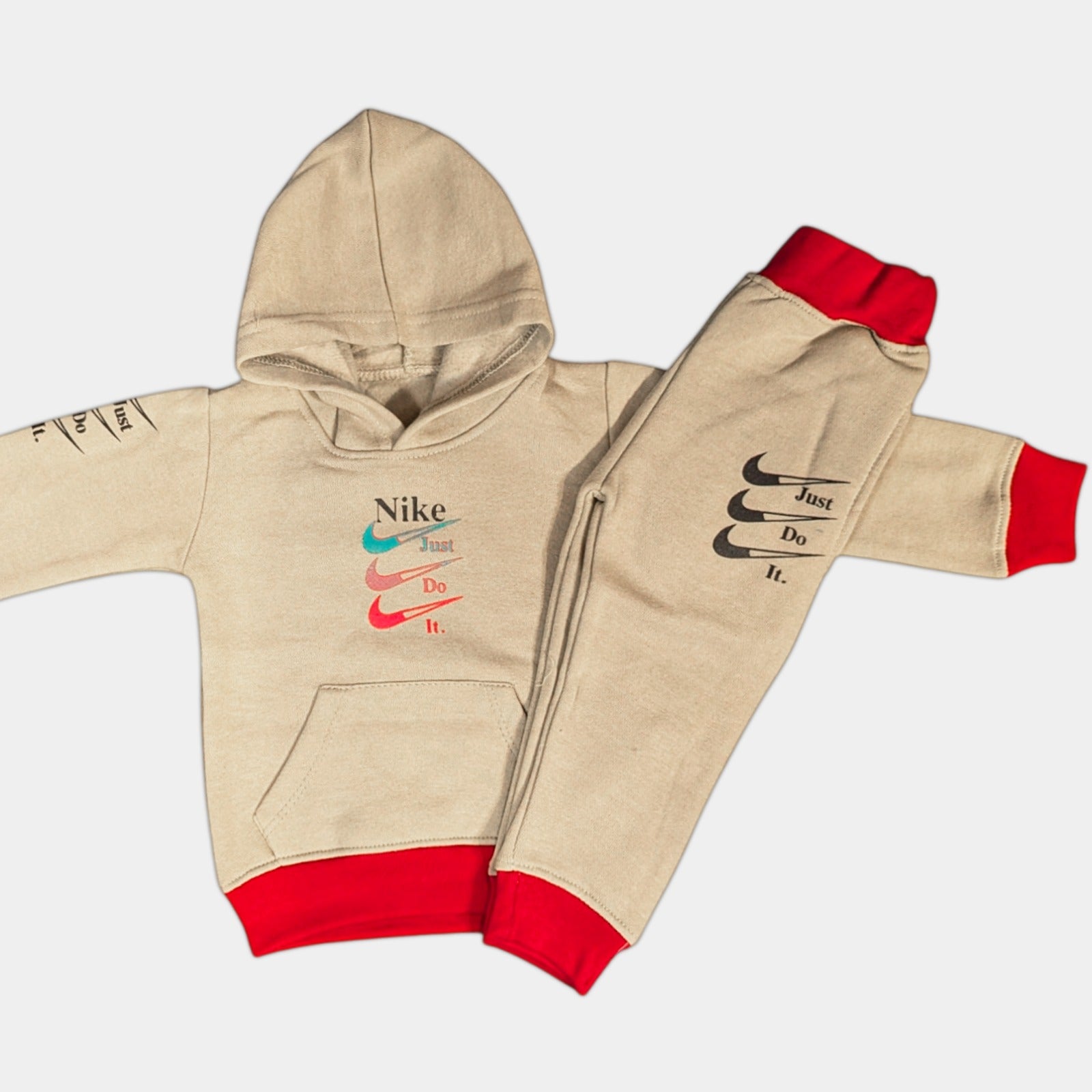 Kids Winter Hooded Sea Green n Beige Tracksuit - Nike Just Do It