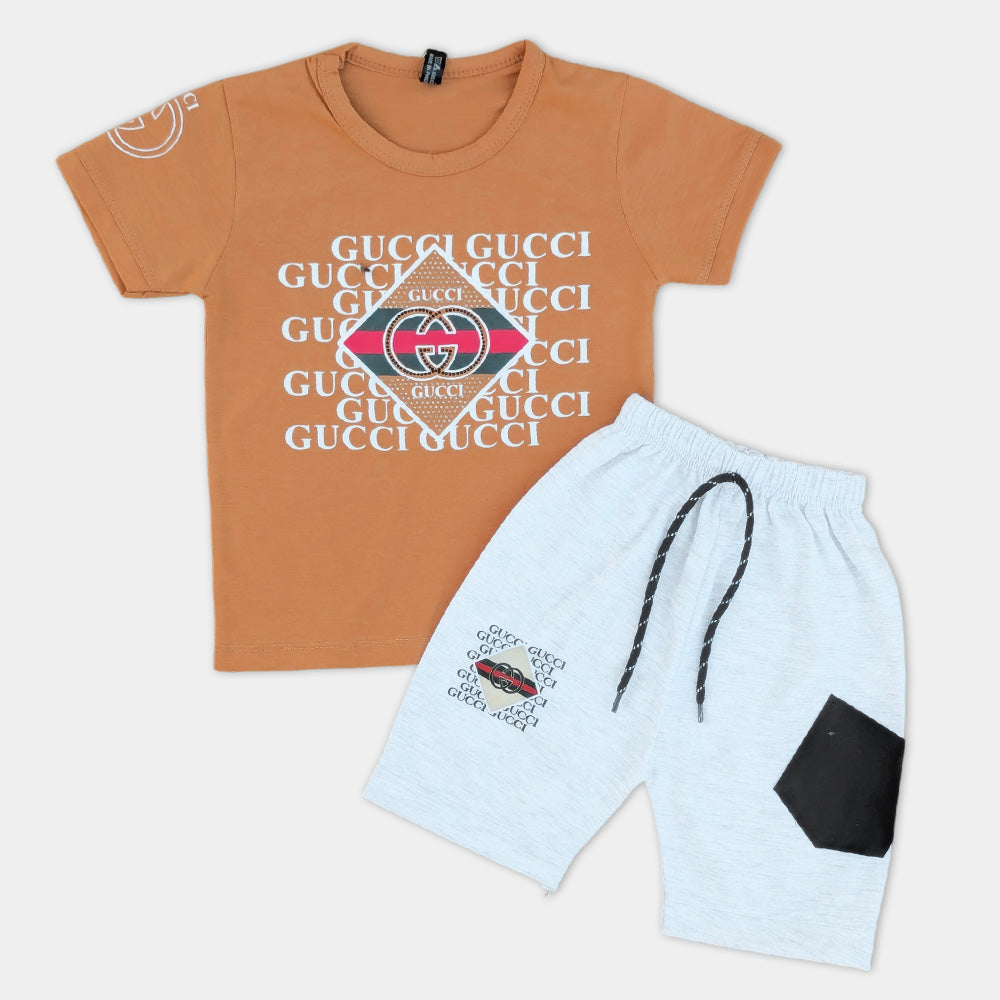 Boys Summer T Shirt with Grey Short - Gucci