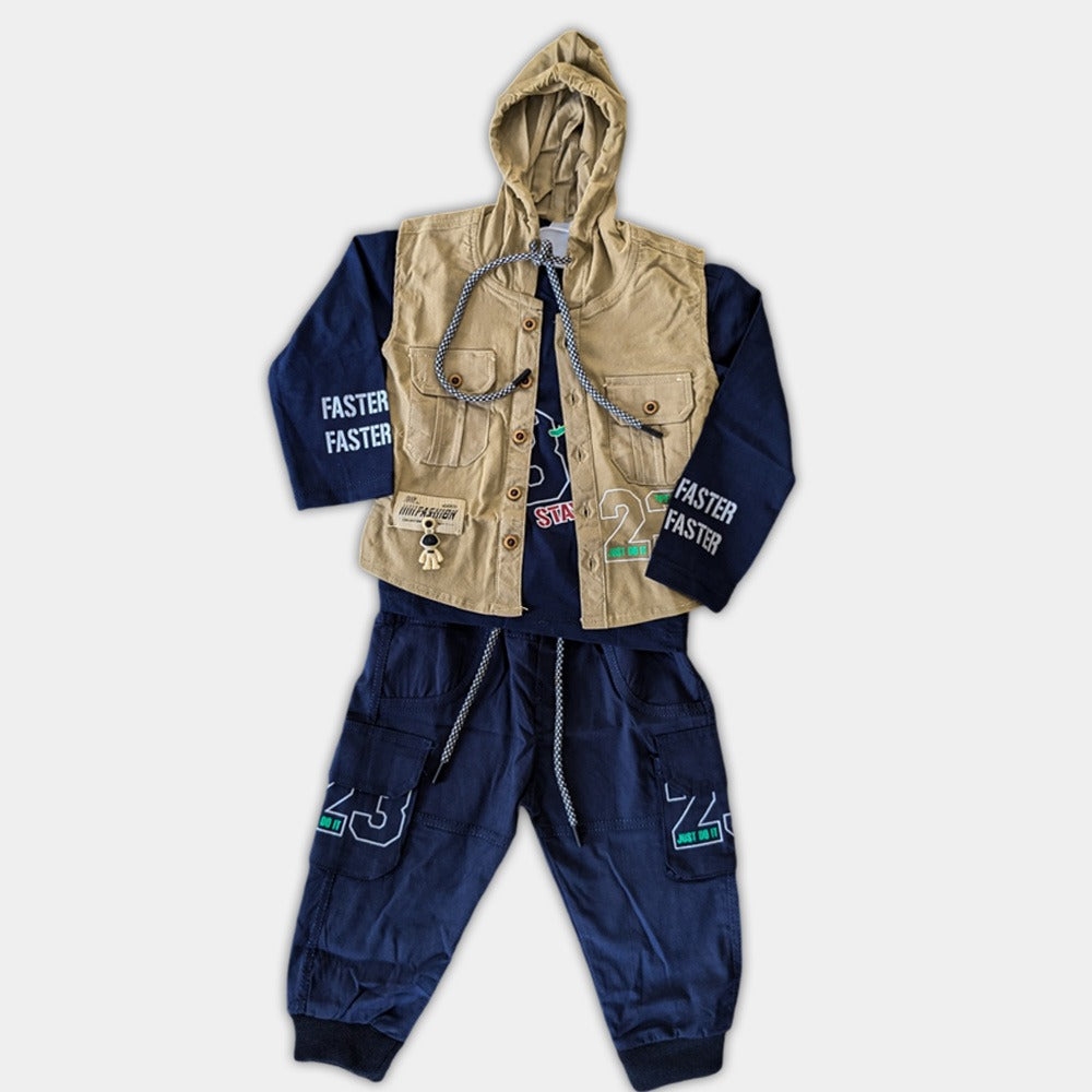 Boys 3 Pcs Party Wear with Cotton pants - 23 Just Do it