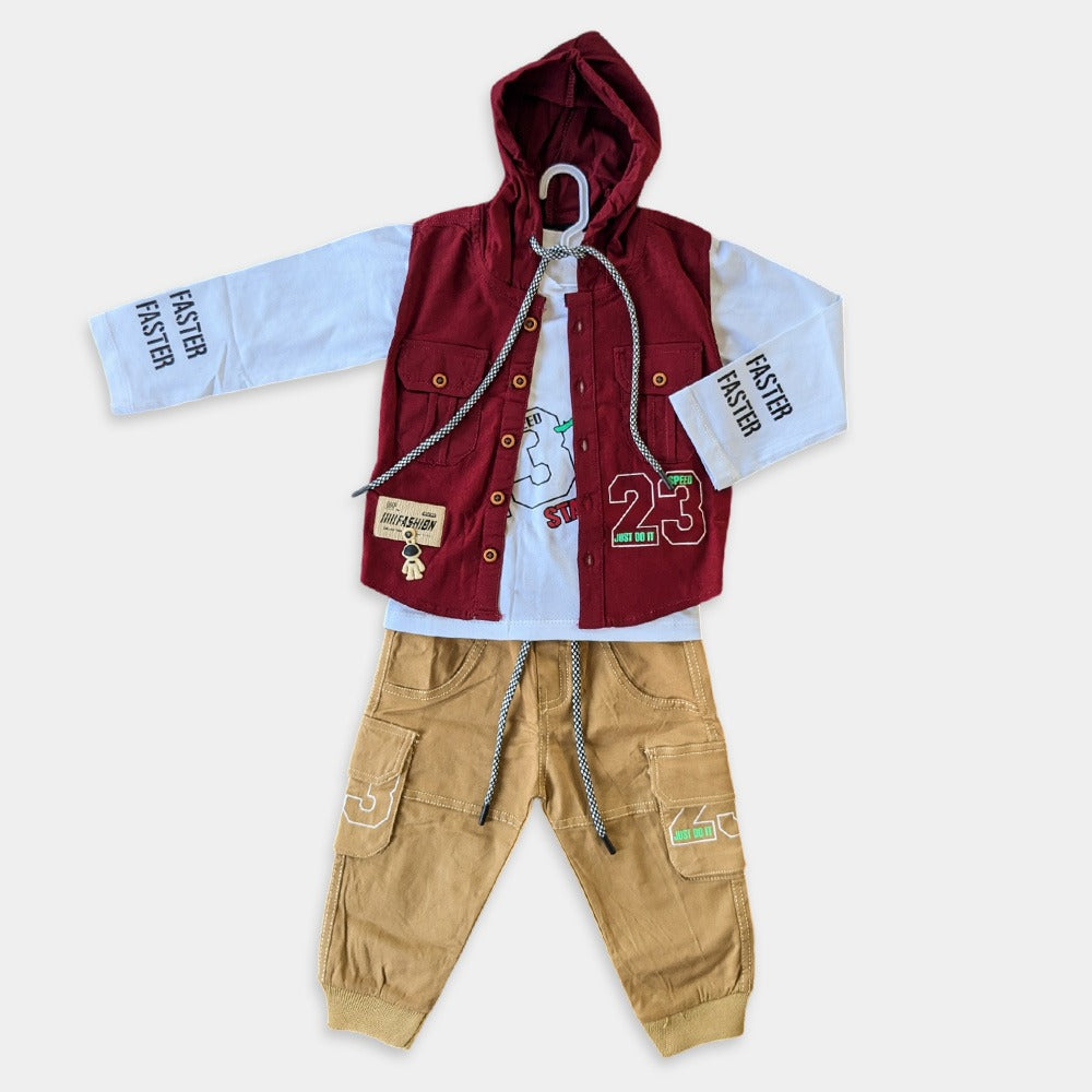 Boys 3 Pcs Party Wear with Cotton pants - 23 Just Do it