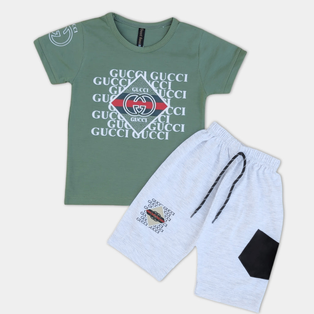 Boys Summer T Shirt with Grey Short - Gucci
