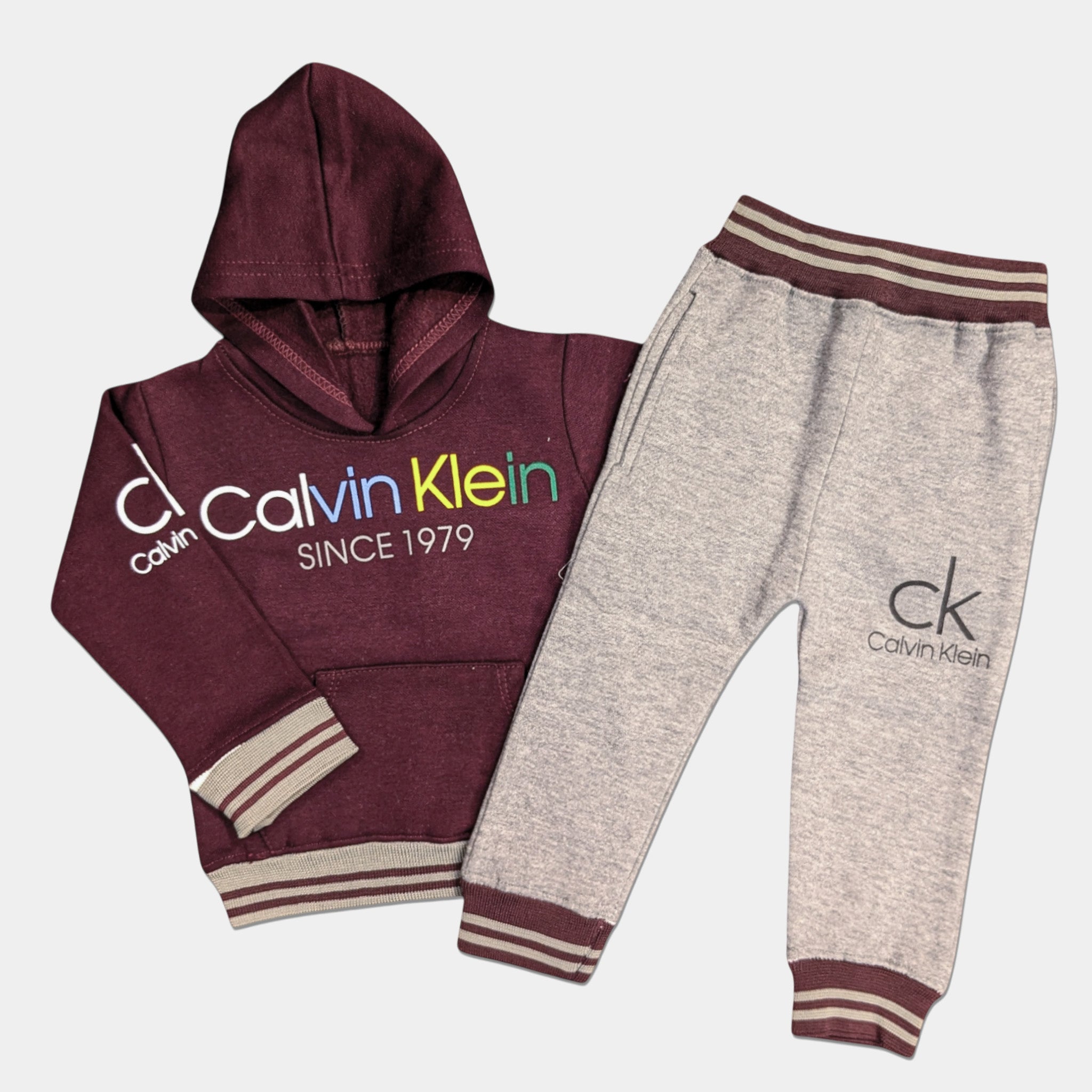 Kids Winter Hooded Maroon Tracksuit - Calvin Klein