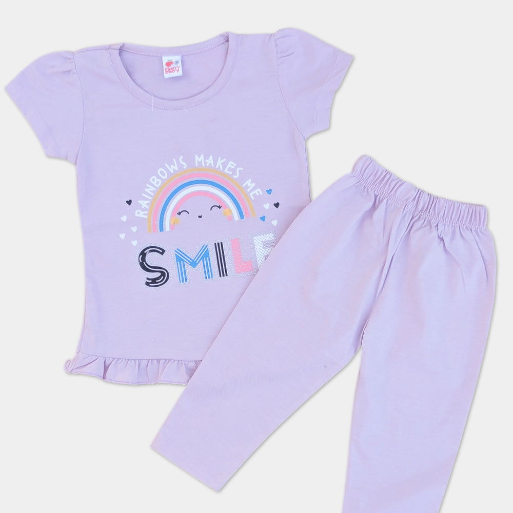 Girls Frilled Short-Sleeved Suit - Rainbows Makes me Smile