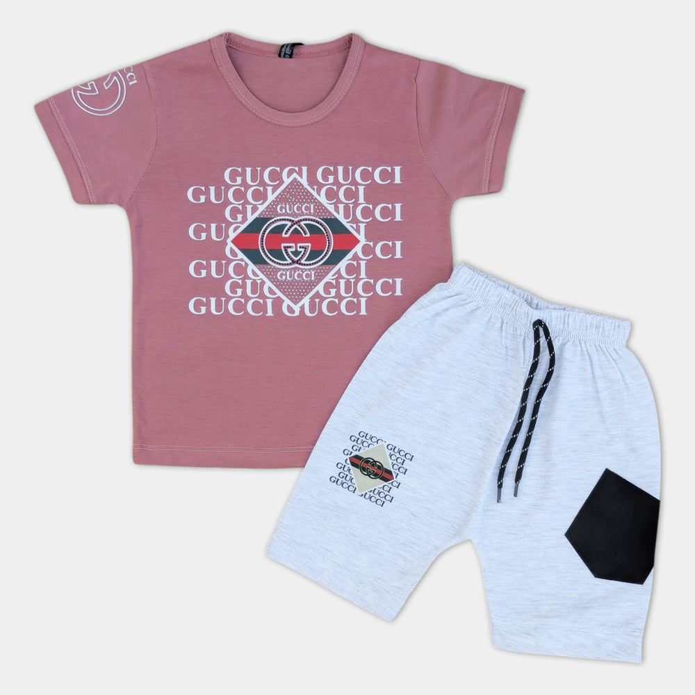 Boys Summer T Shirt with Grey Short - Gucci